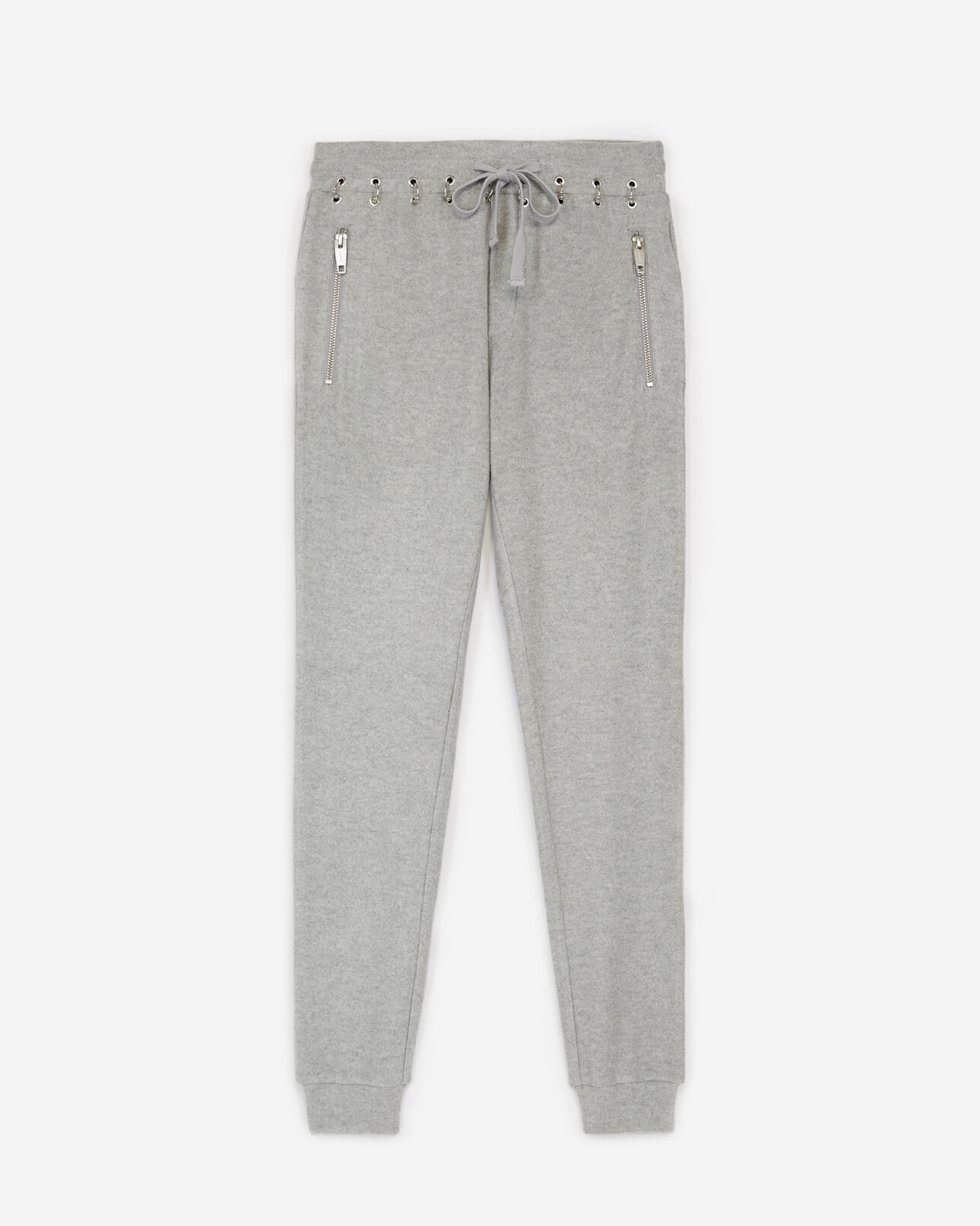 The Kooples FEMME LIGHT GREY jogging gris clair à poches zippées