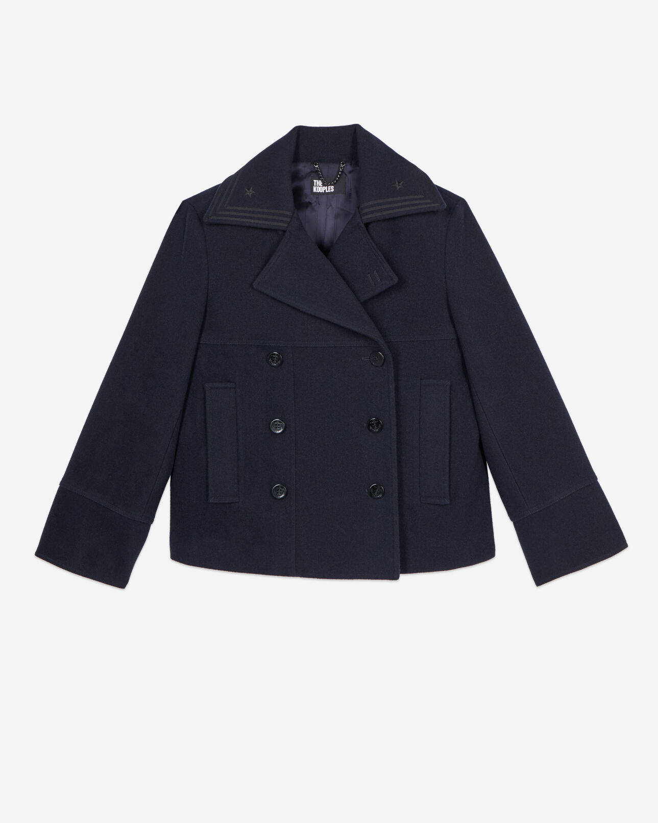The Kooples WOMEN DARK NAVY navy blue short pea coat