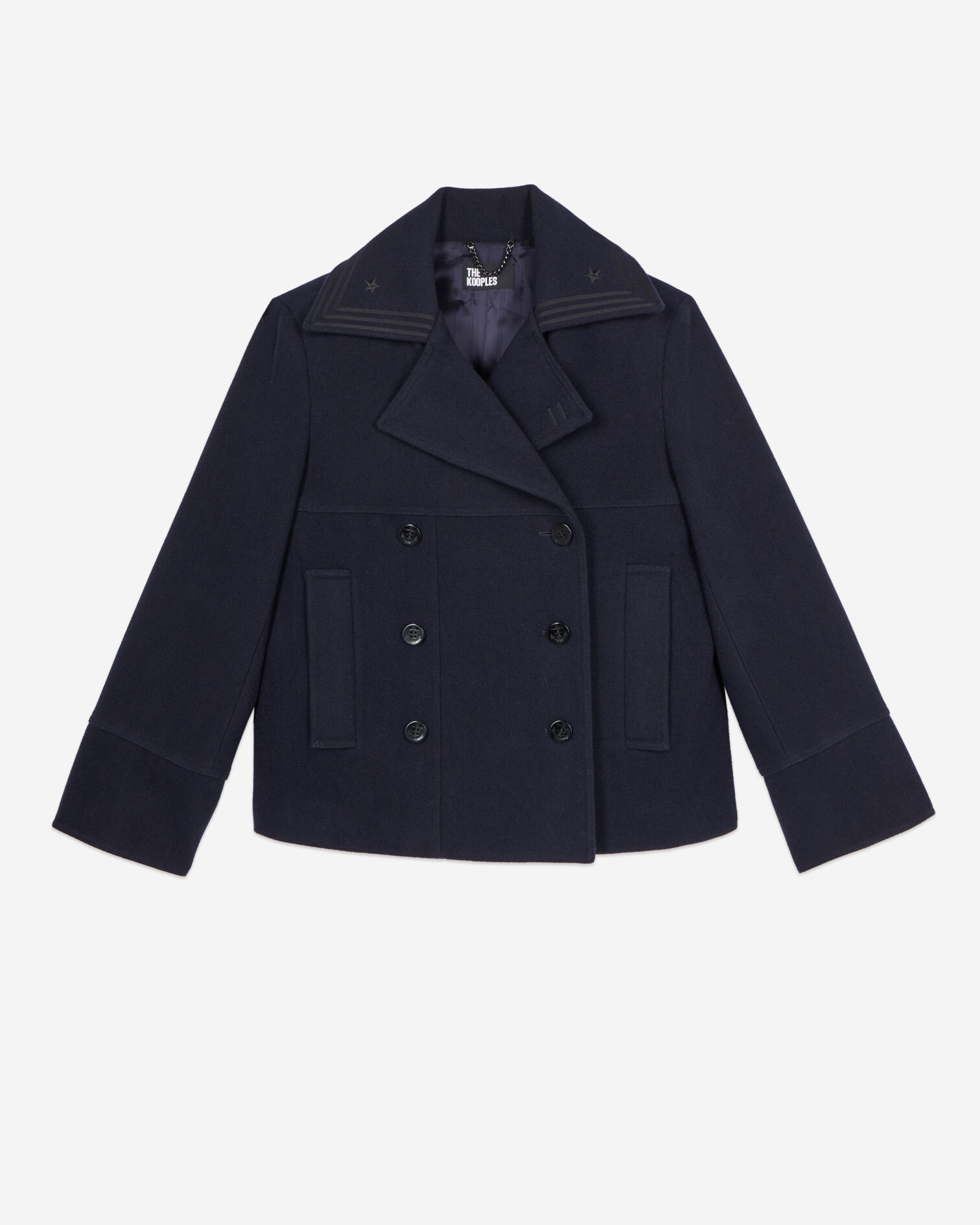 Navy blue short pea coat, DARK NAVY, hi-res image number null