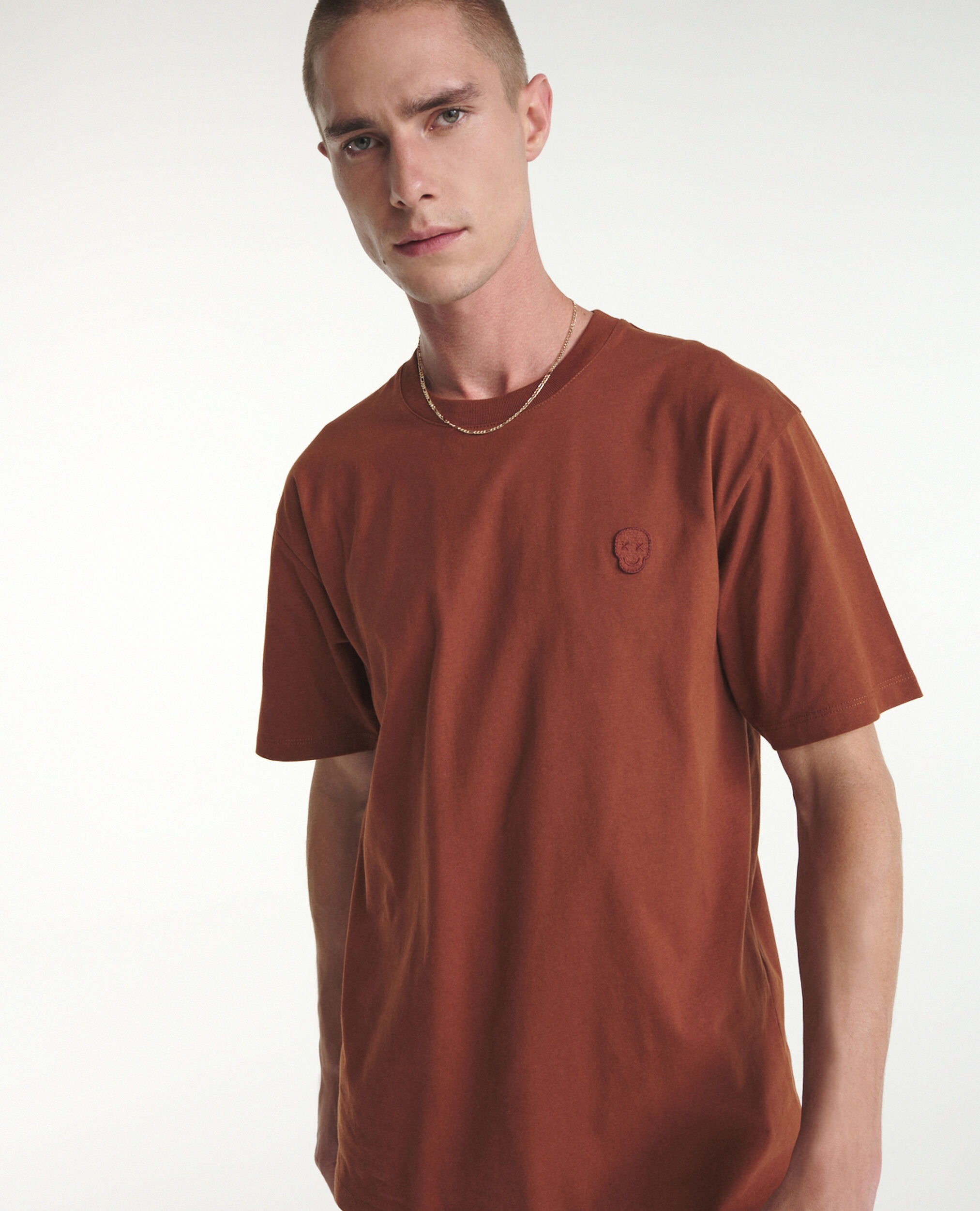T-shirt rouge orangé coton, ROUILLE, hi-res image number null