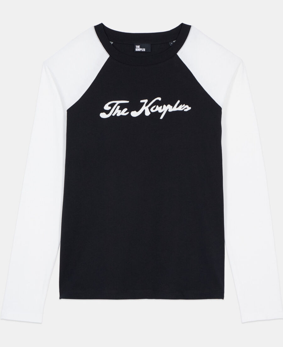 The Kooples FEMME BLACK t-shirt manches longues noir et blanc