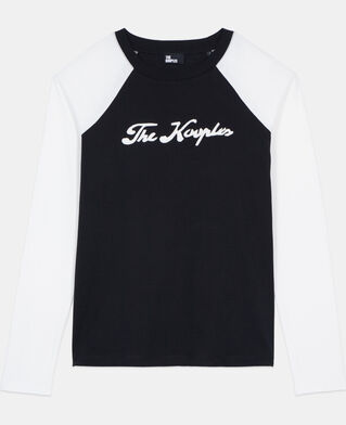 The Kooples FEMME BLACK t-shirt manches longues noir et blanc