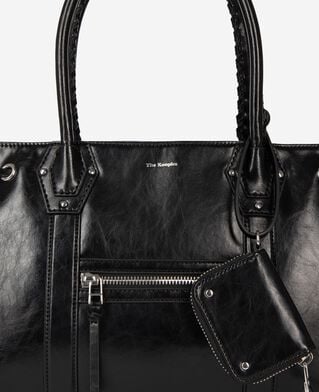 The Kooples FEMME BLACK sac cabas en cuir recycl&eacute; noir