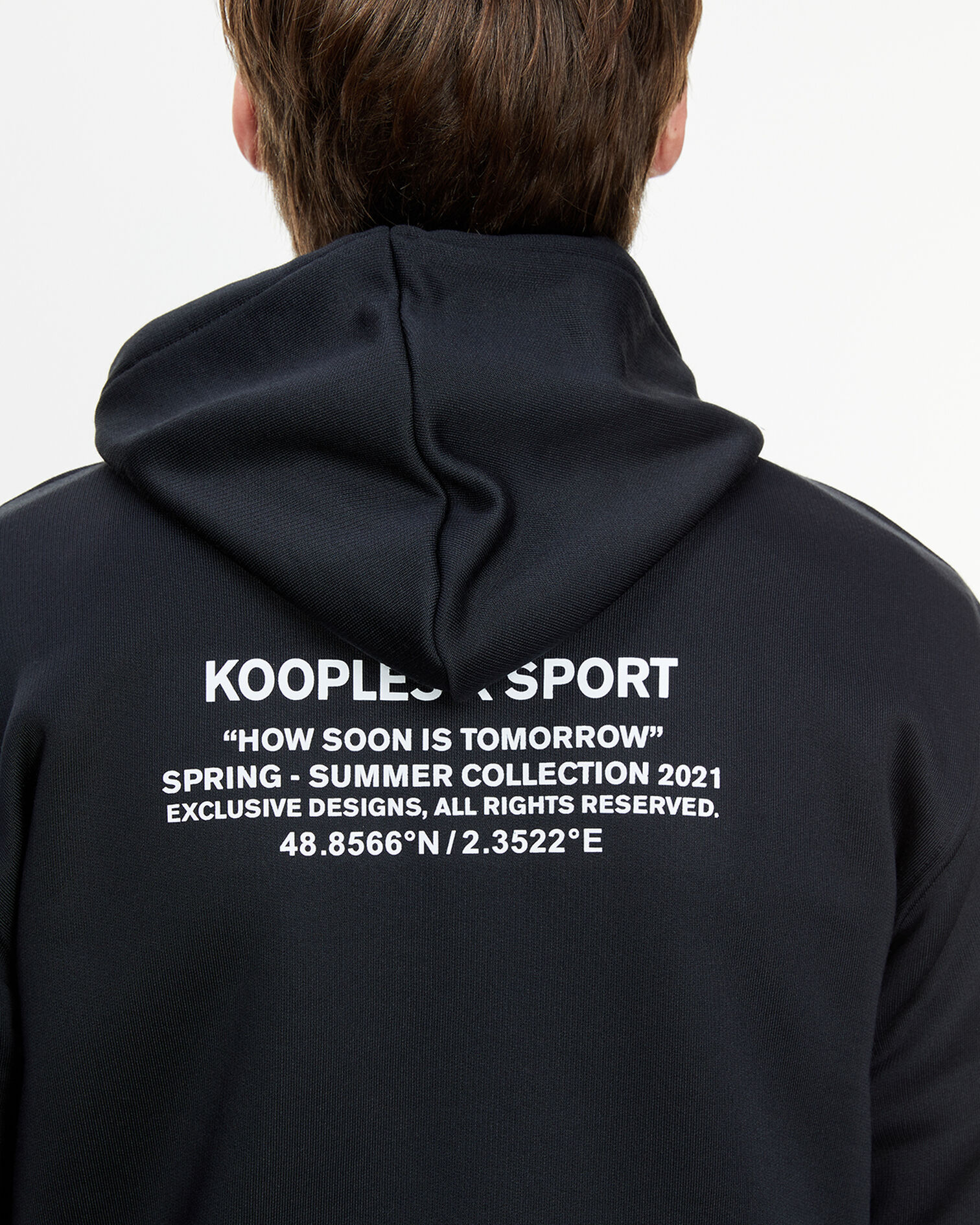 Sudadera negra con capucha estampada, BLACK, hi-res image number null
