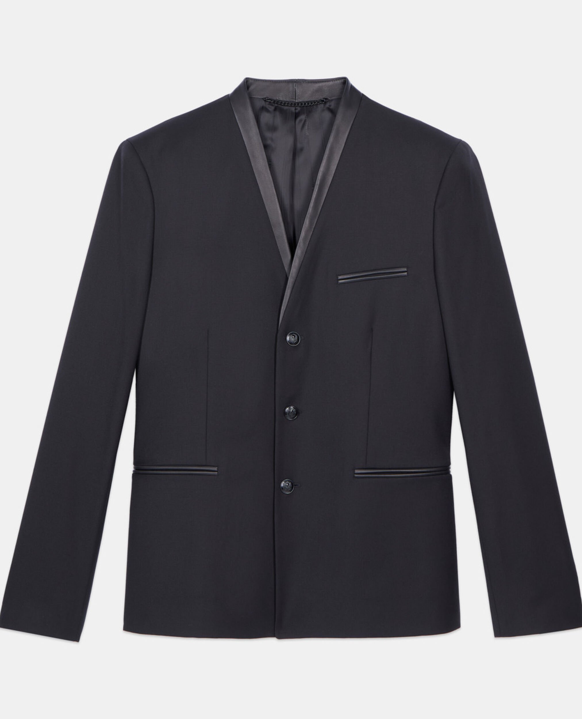 Black wool blazer, BLACK, hi-res image number null