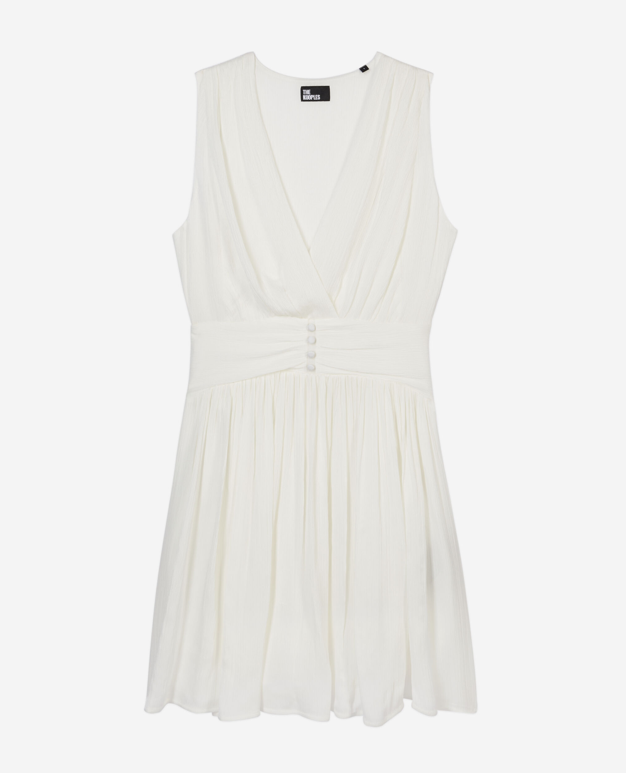 Kurzes, weißes Kleid aus Crinkle-Stoff, WHITE, hi-res image number null