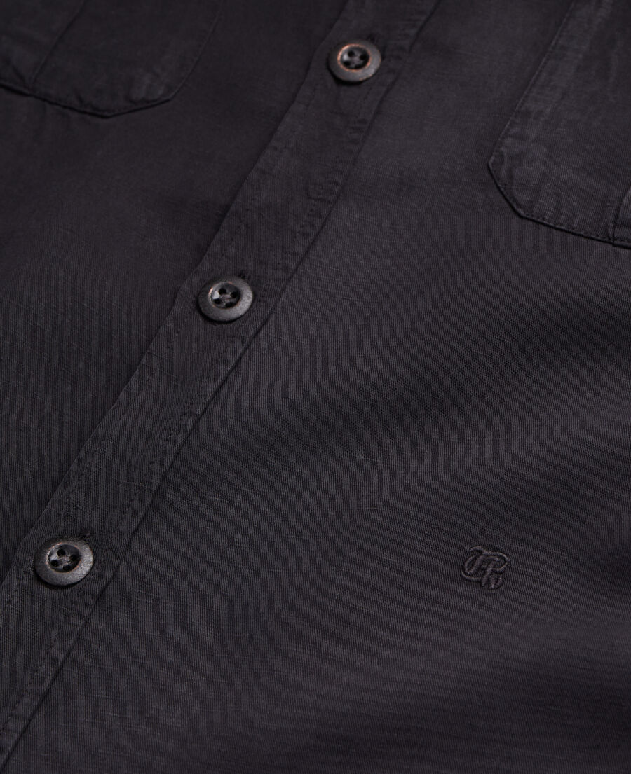 chemise noire en lyocell et lin