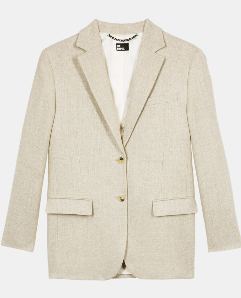 The Kooples WOMEN BEIGE ecru linen suit jacket