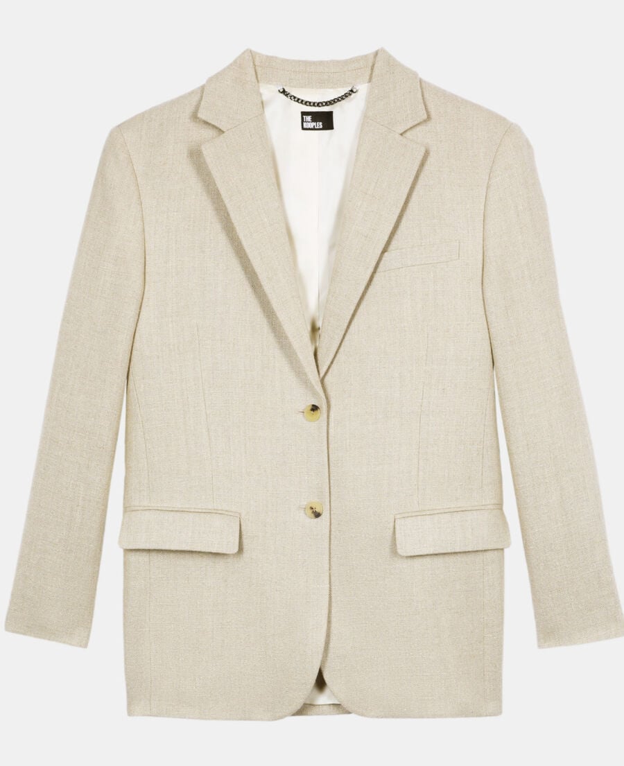 The Kooples WOMEN BEIGE ecru linen suit jacket