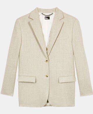 The Kooples WOMEN BEIGE ecru linen suit jacket