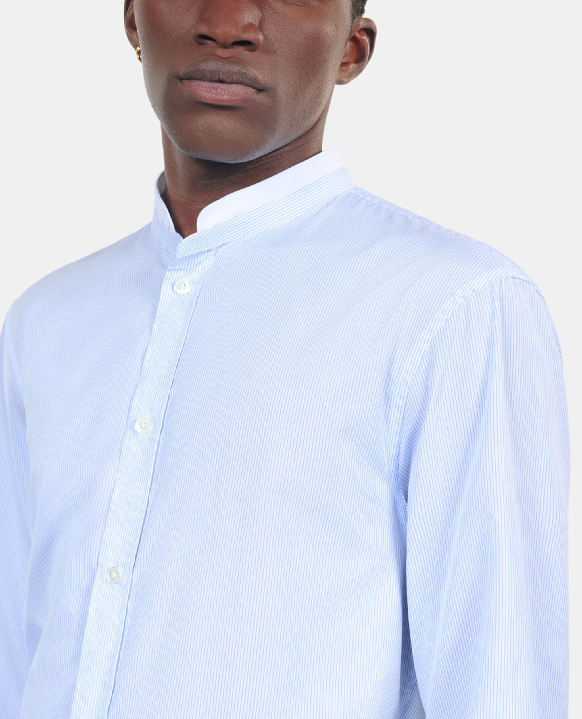 White striped formal shirt, BLUE WHITE, hi-res image number null