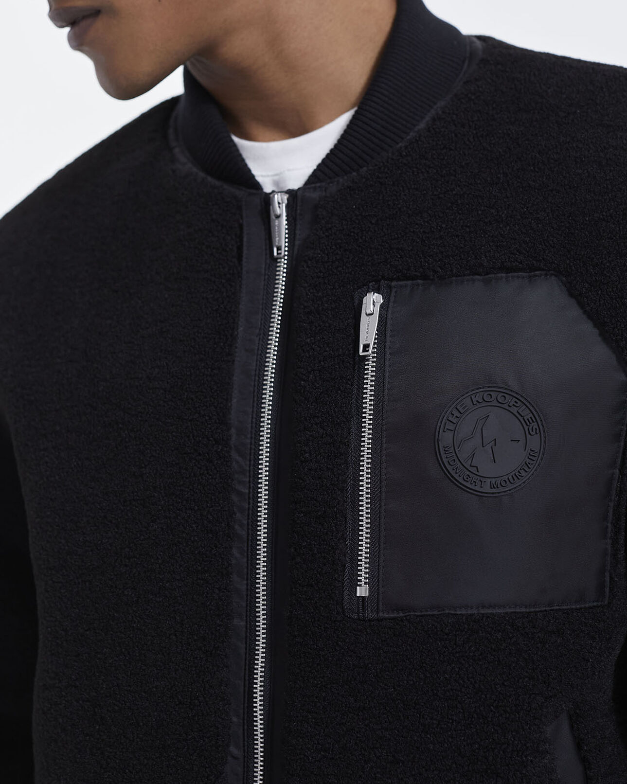 The Kooples HOMME BLACK blouson fausse fourrure noire à poche