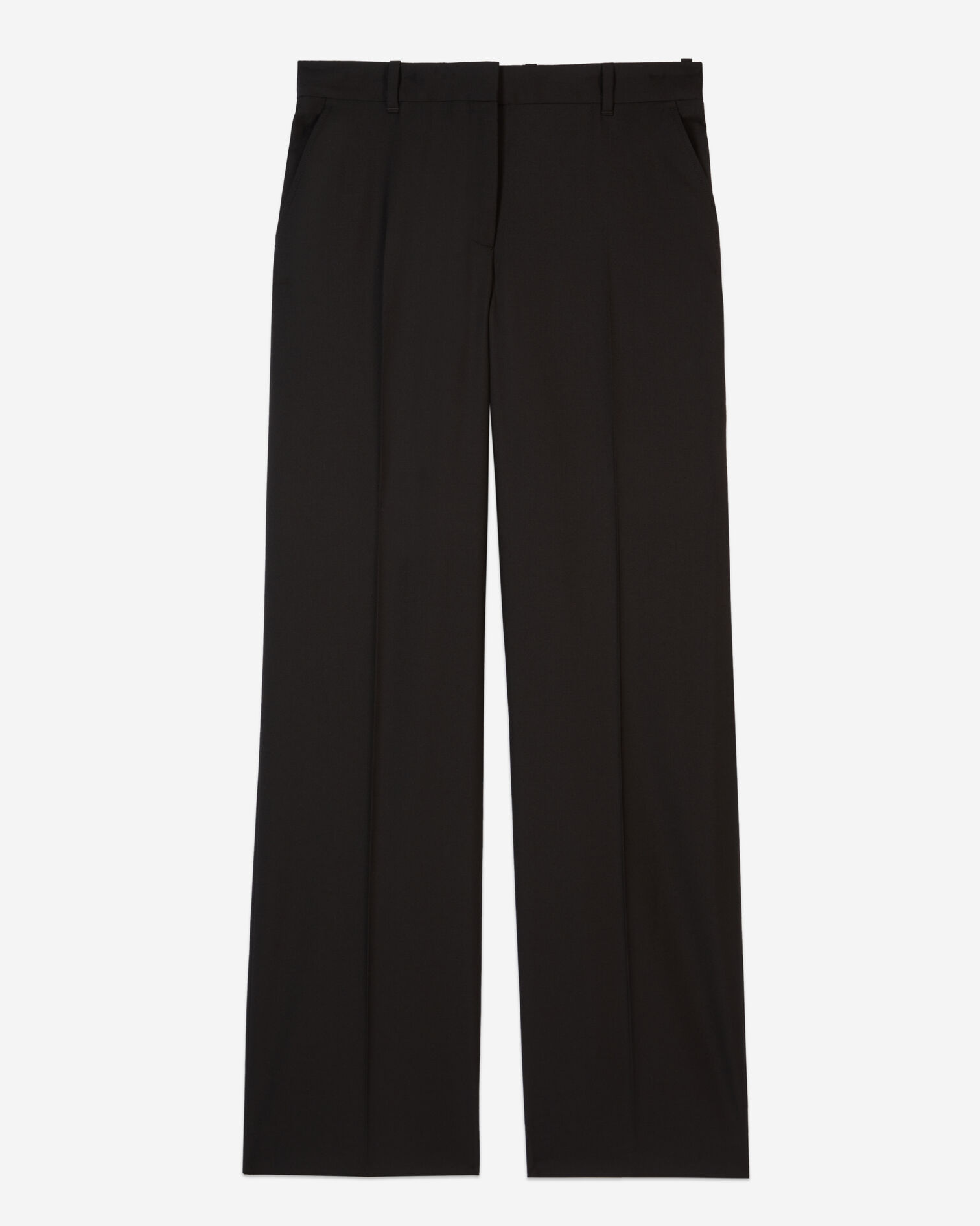 Pantalon tailleur en laine coupe droite noir , BLACK, hi-res image number null