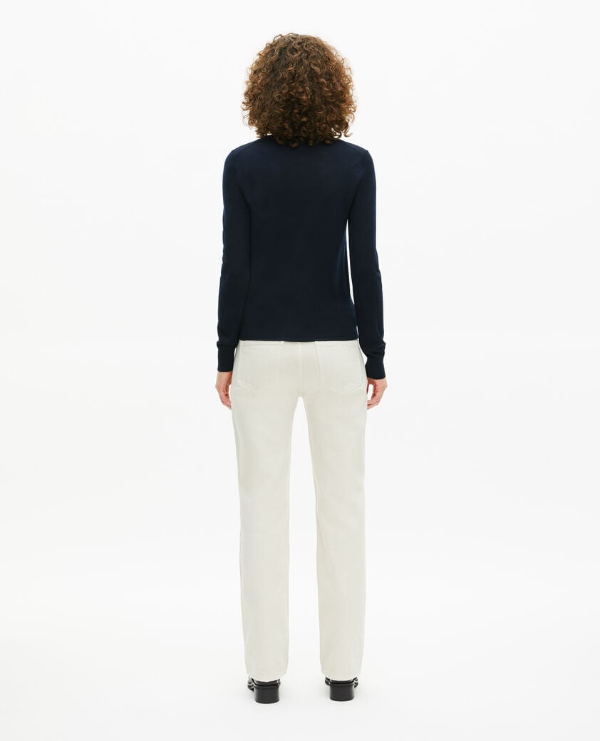 The Kooples WOMEN NAVY round-neck sweater in navy merino wool