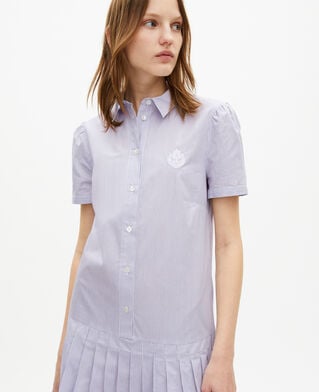 The Kooples F BLUE WHITE short blue striped shirt collar dress