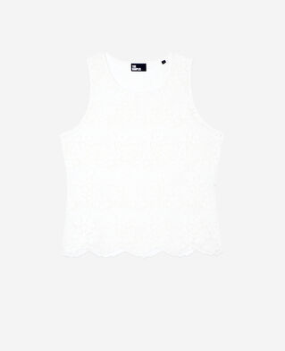The Kooples FEMME ECRU top sans manches en dentelle écrue