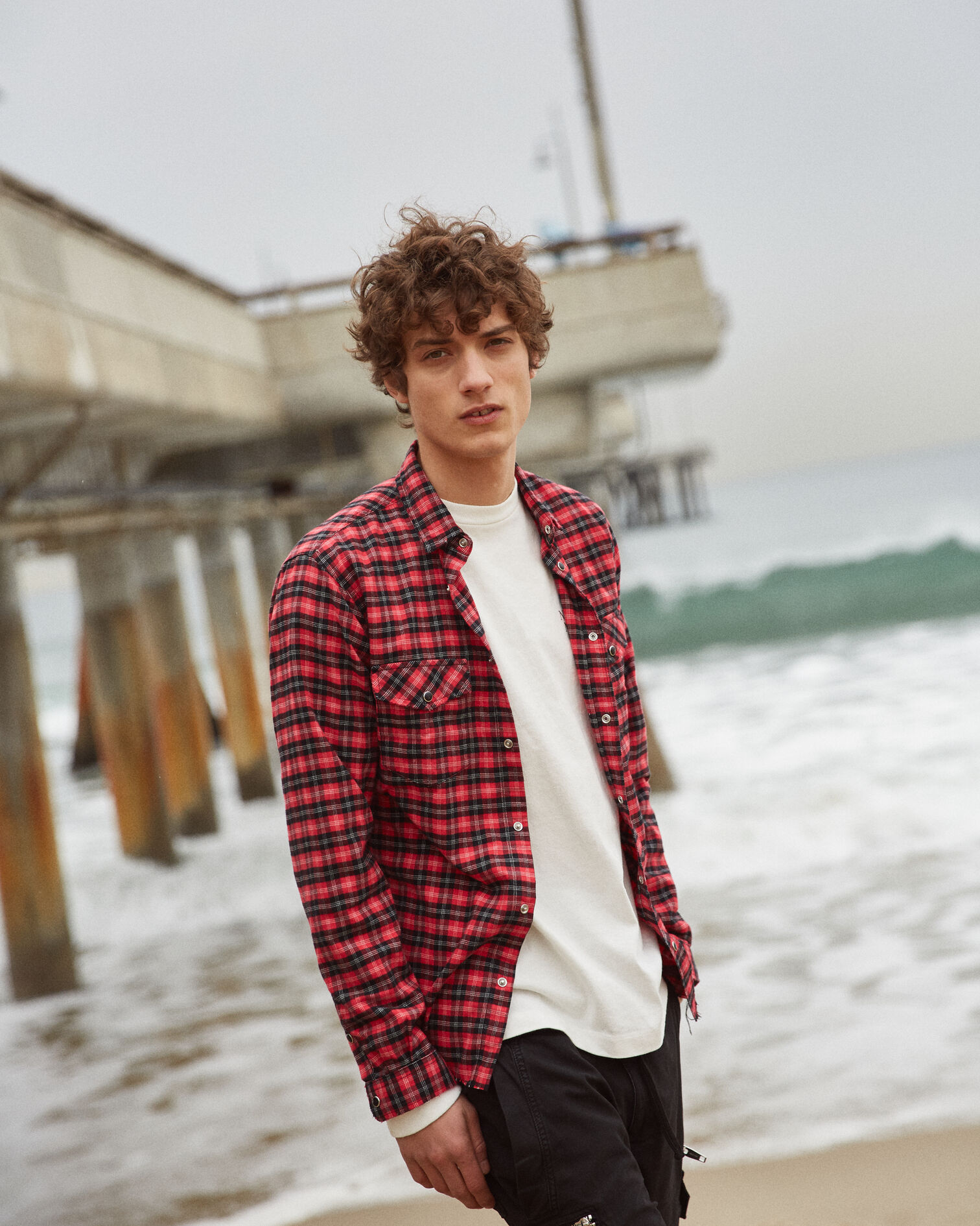 RELAXED CHECKED SHIRT, RED / BLACK, hi-res image number null