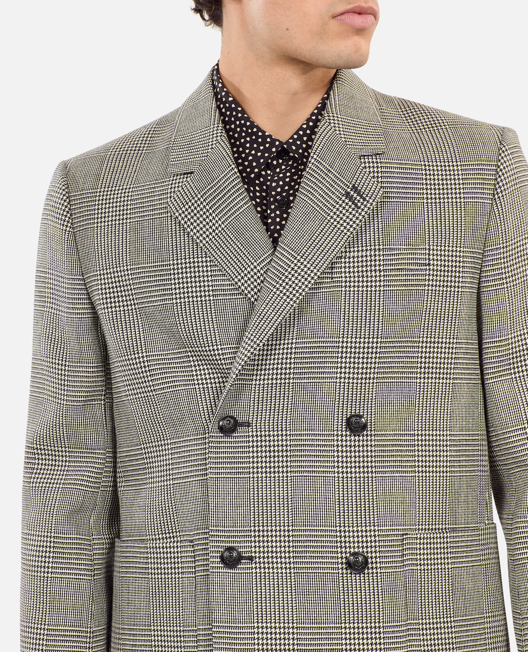Black and white houndstooth wool suit jacket, BLACK WHITE, hi-res image number null