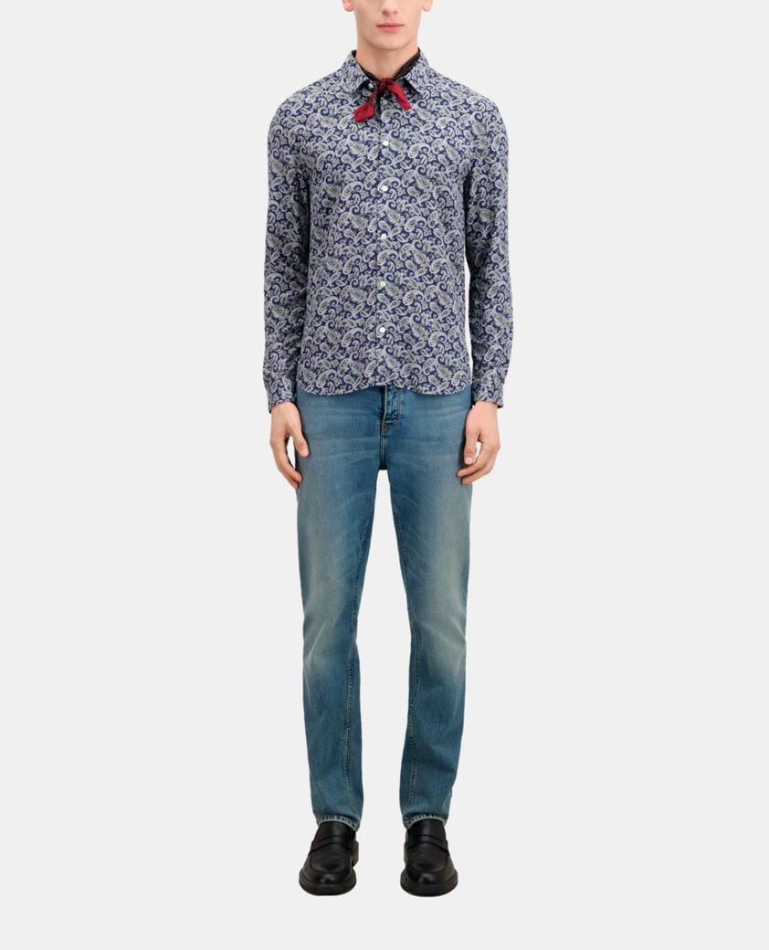 The Kooples HERREN NAVY / BLUE bedrucktes hemd 