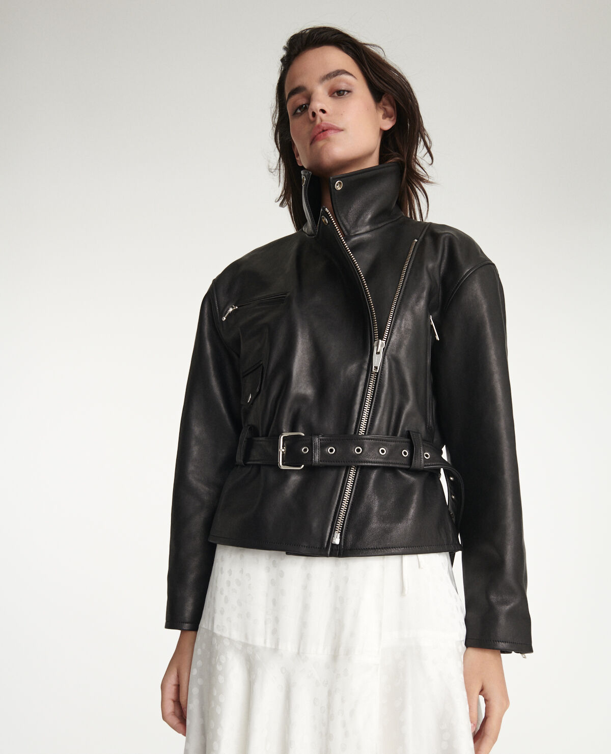Veste en cuir ceinture online