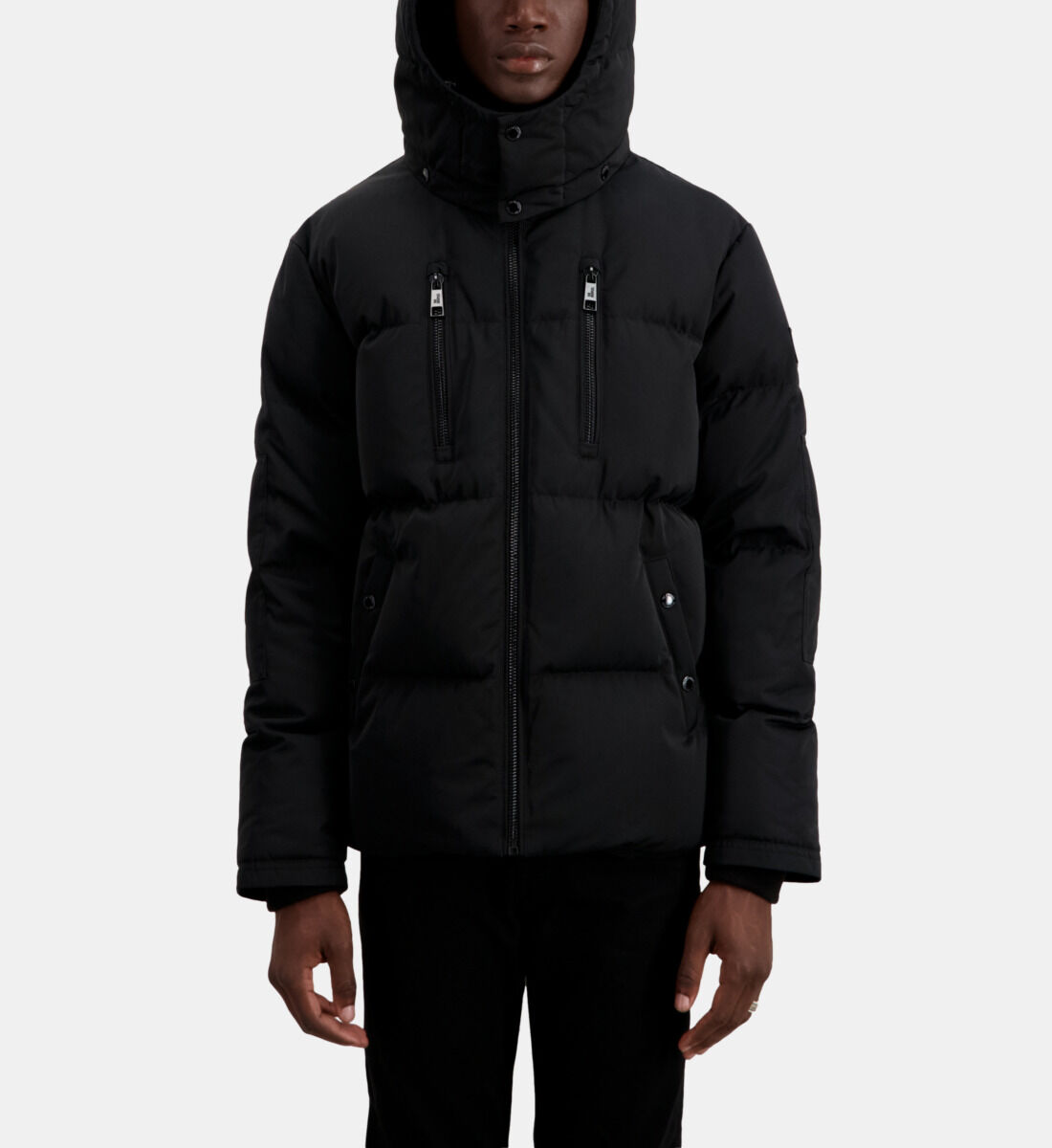 Black hooded puffer jacket The Kooples US