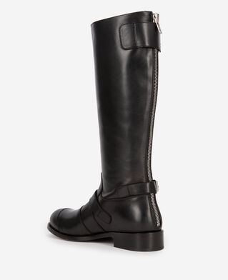 The Kooples F BLACK black leather boots with buckles