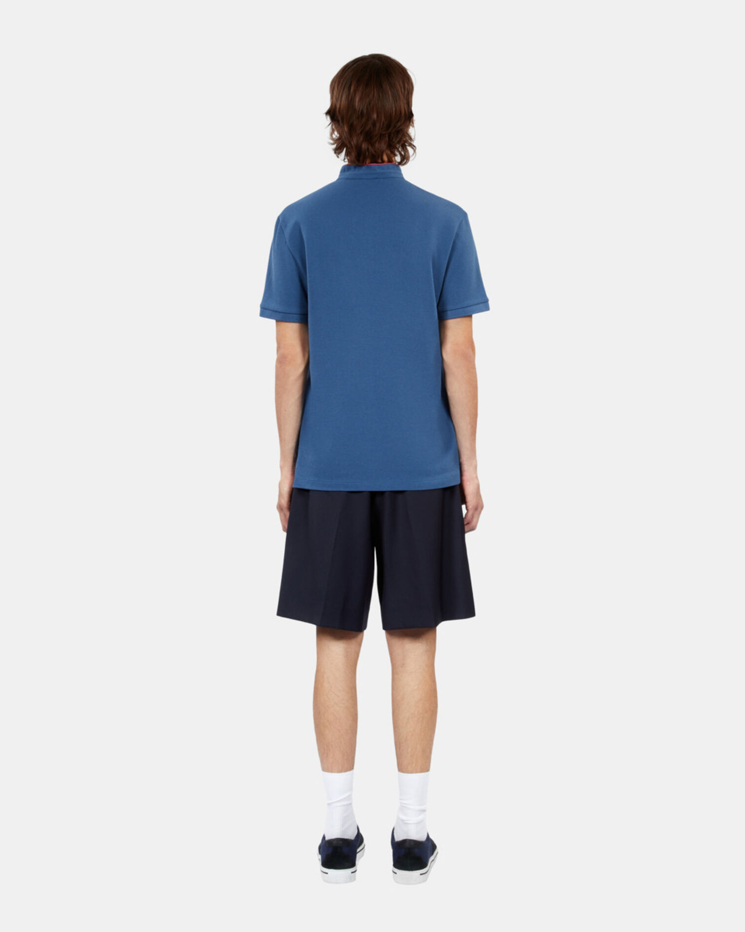Royal blue cotton pique polo t-shirt, MIDDLE NAVY, hi-res image number null
