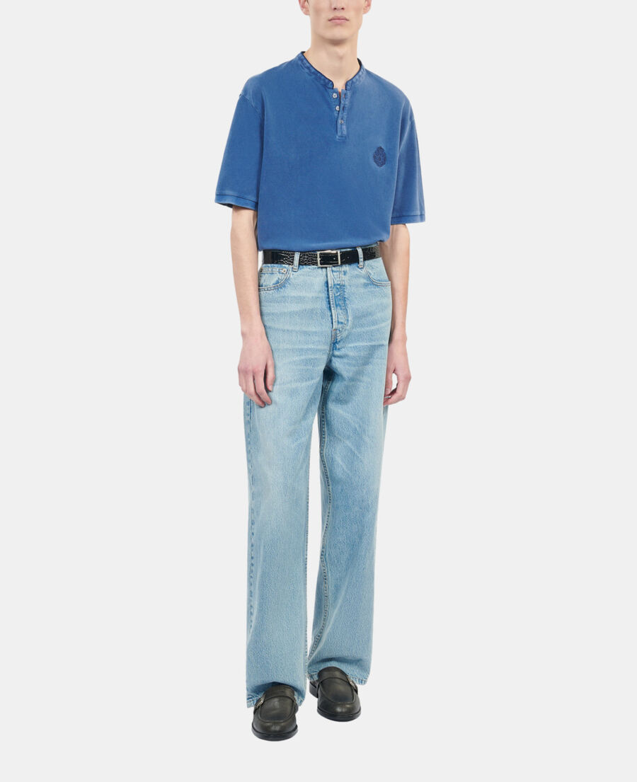 The Kooples HERREN BLUE BRUT blaues poloshirt aus baumwollpiqu&eacute;