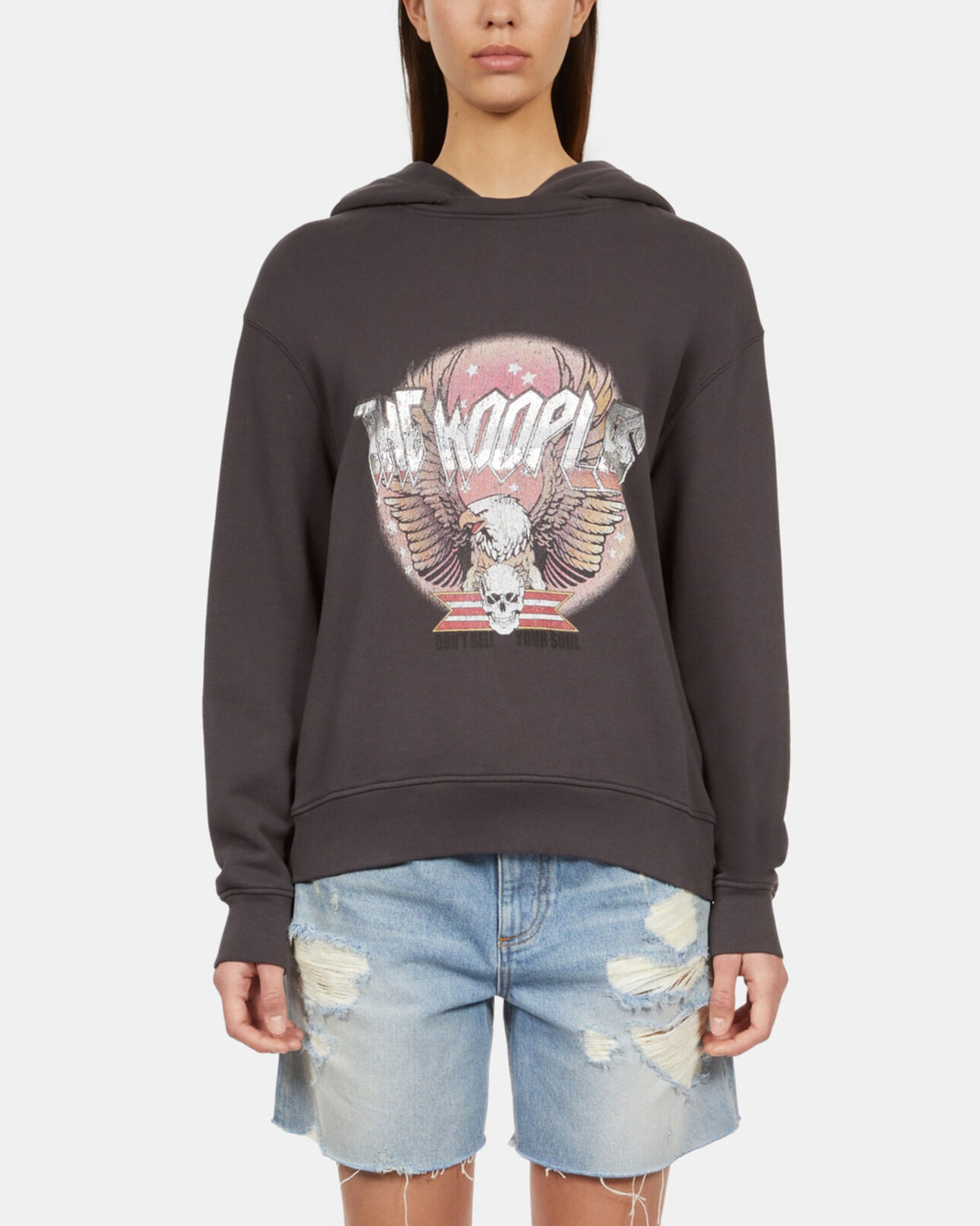 The Kooples FEMME CARBONE sweatshirt à capuche gris carbone