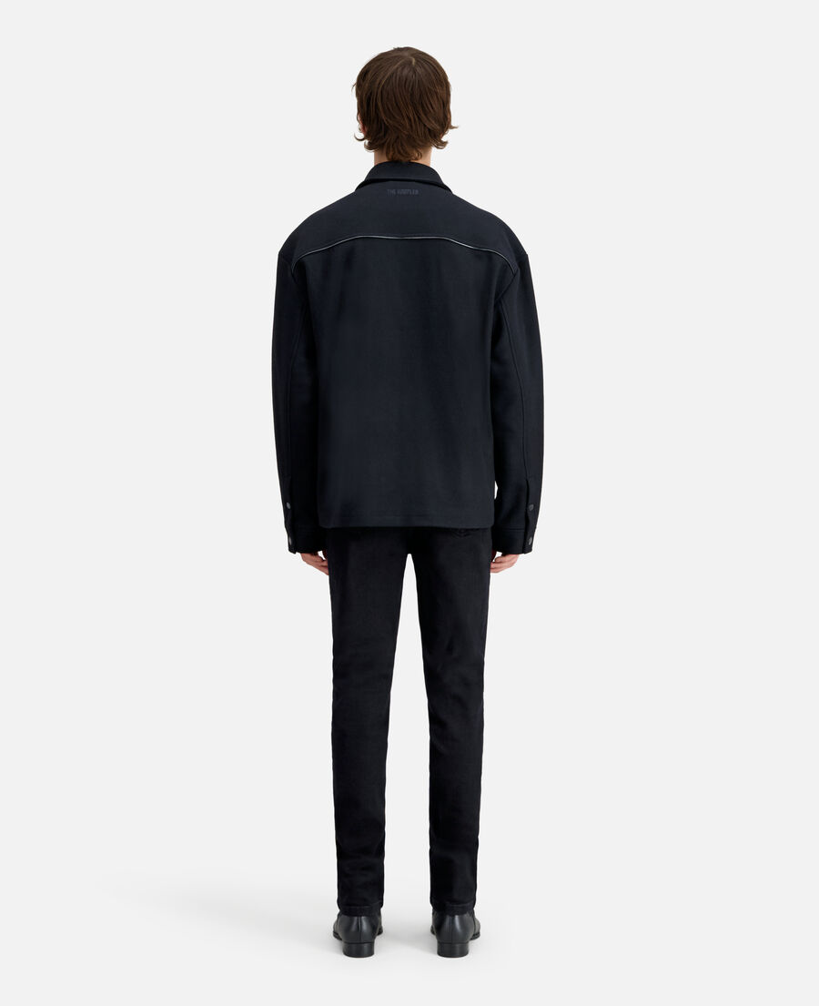 black wool-blend overshirt jacket