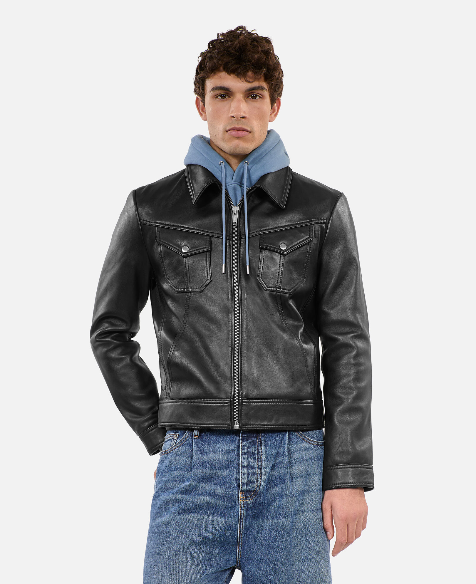 The Kooples MEN BLACK black leather jacket