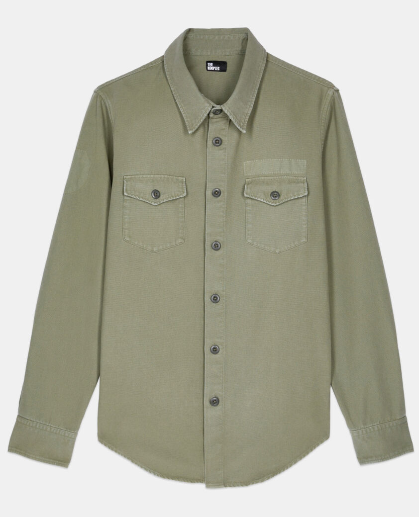 The Kooples HOMME OLIVE chemise en denim kaki