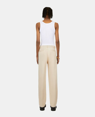 The Kooples H BEIGE beige cotton and linen trousers with pleats