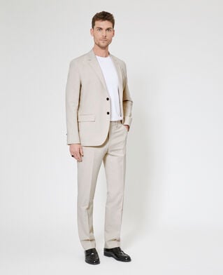 The Kooples MEN LIGHT BEIGE beige cotton linen suit pants