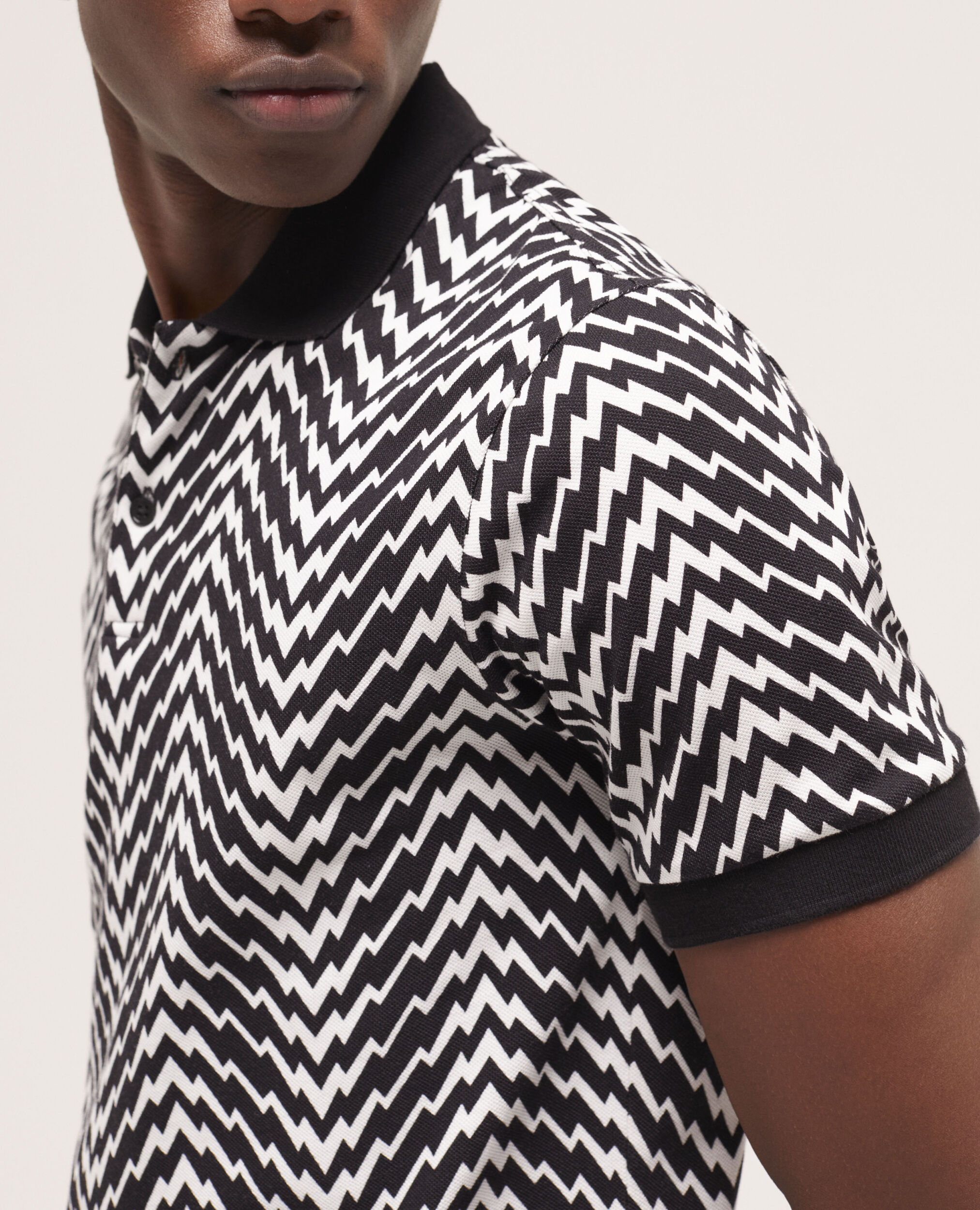 Printed polo shirt, BLACK / WHITE, hi-res image number null