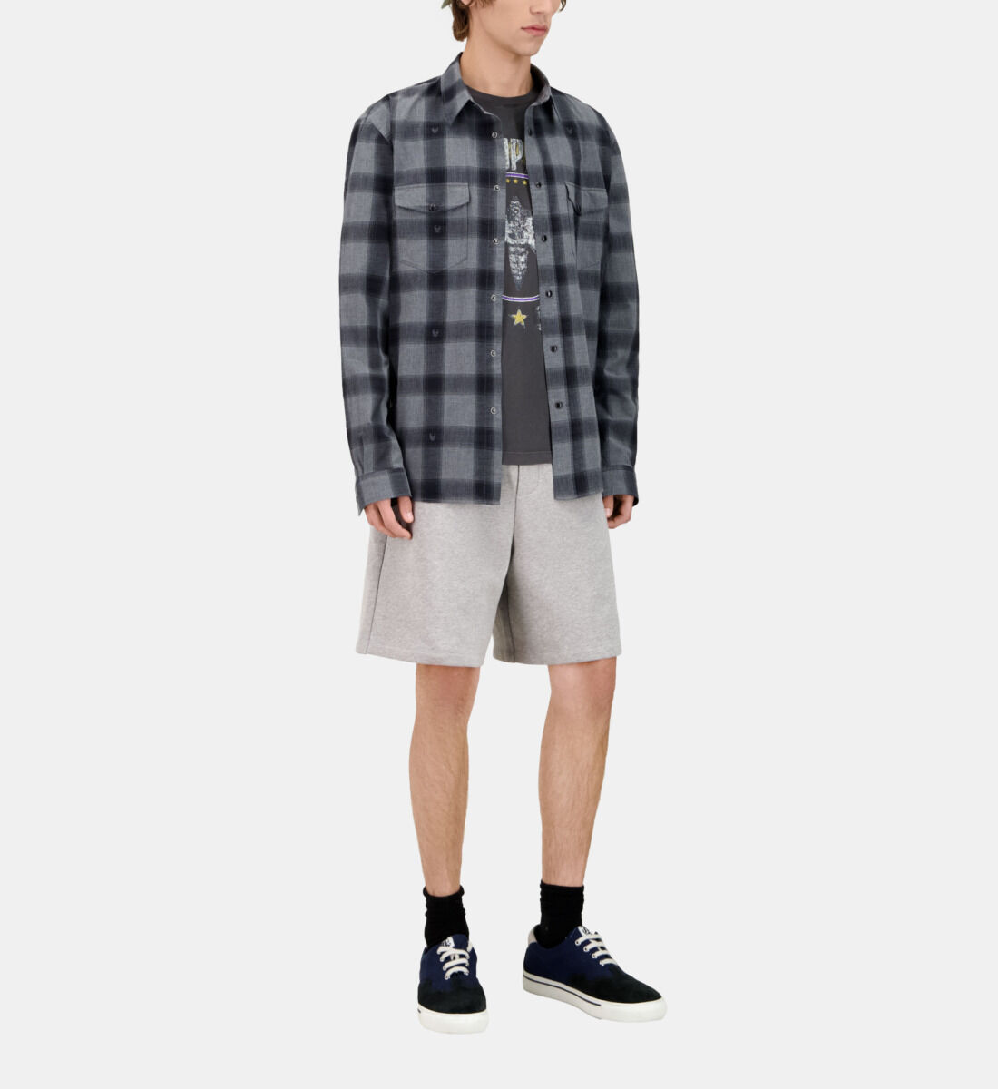 Chemise carreaux gris avec t tes de mort The Kooples