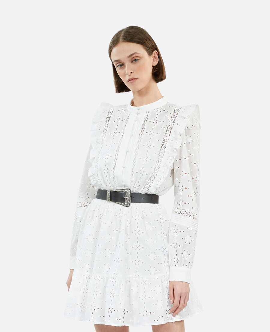 short white dress in english embroidery