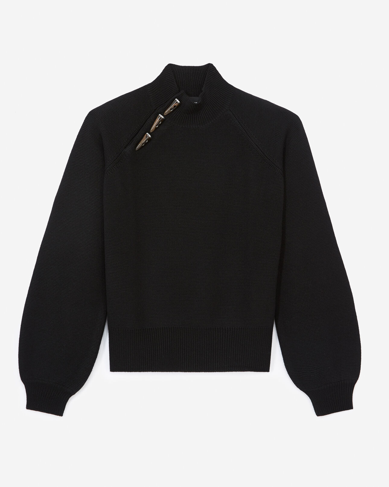 The Kooples FEMME BLACK pull noir avec attaches au col corne