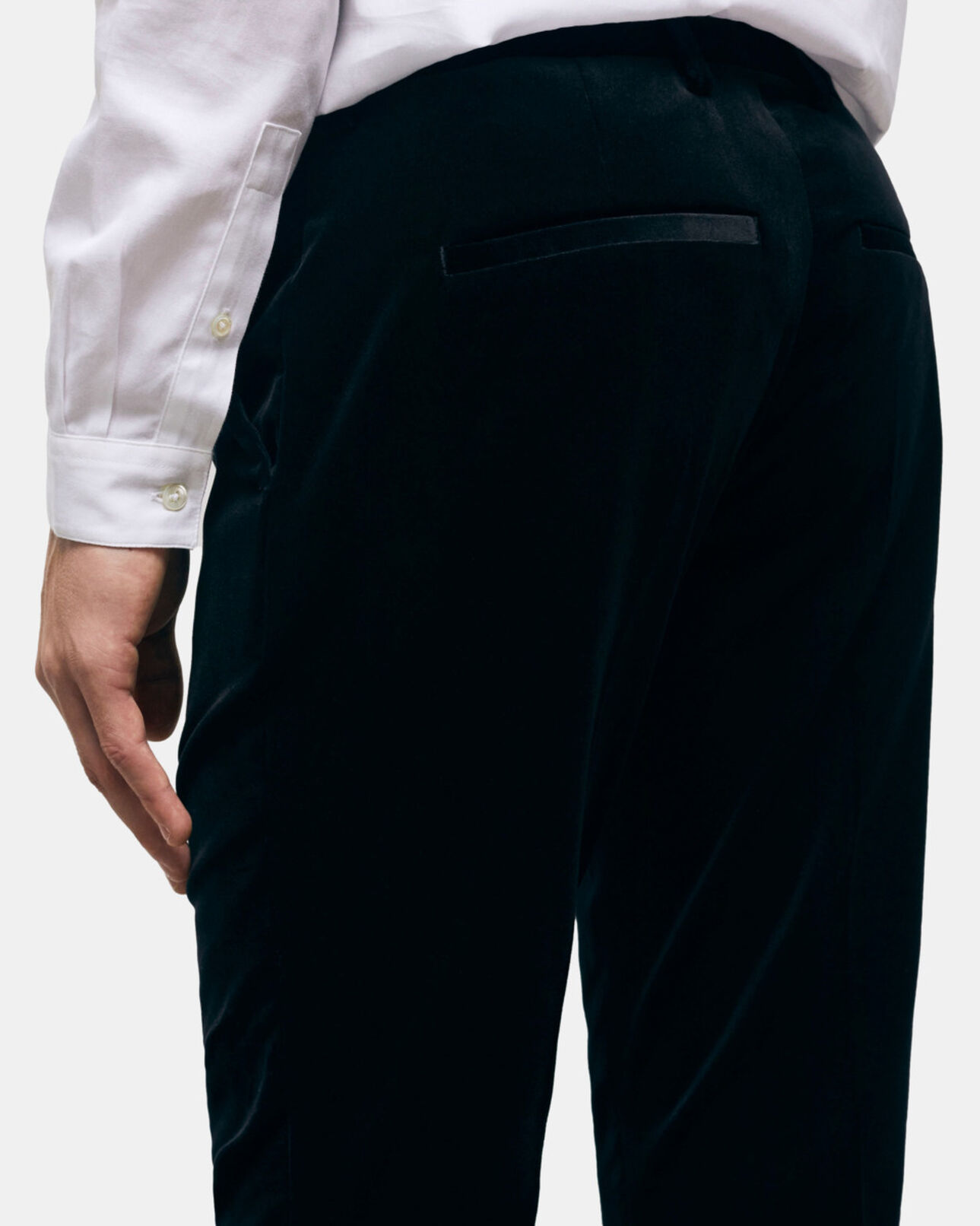 The Kooples MEN BLACK black velvet suit pants