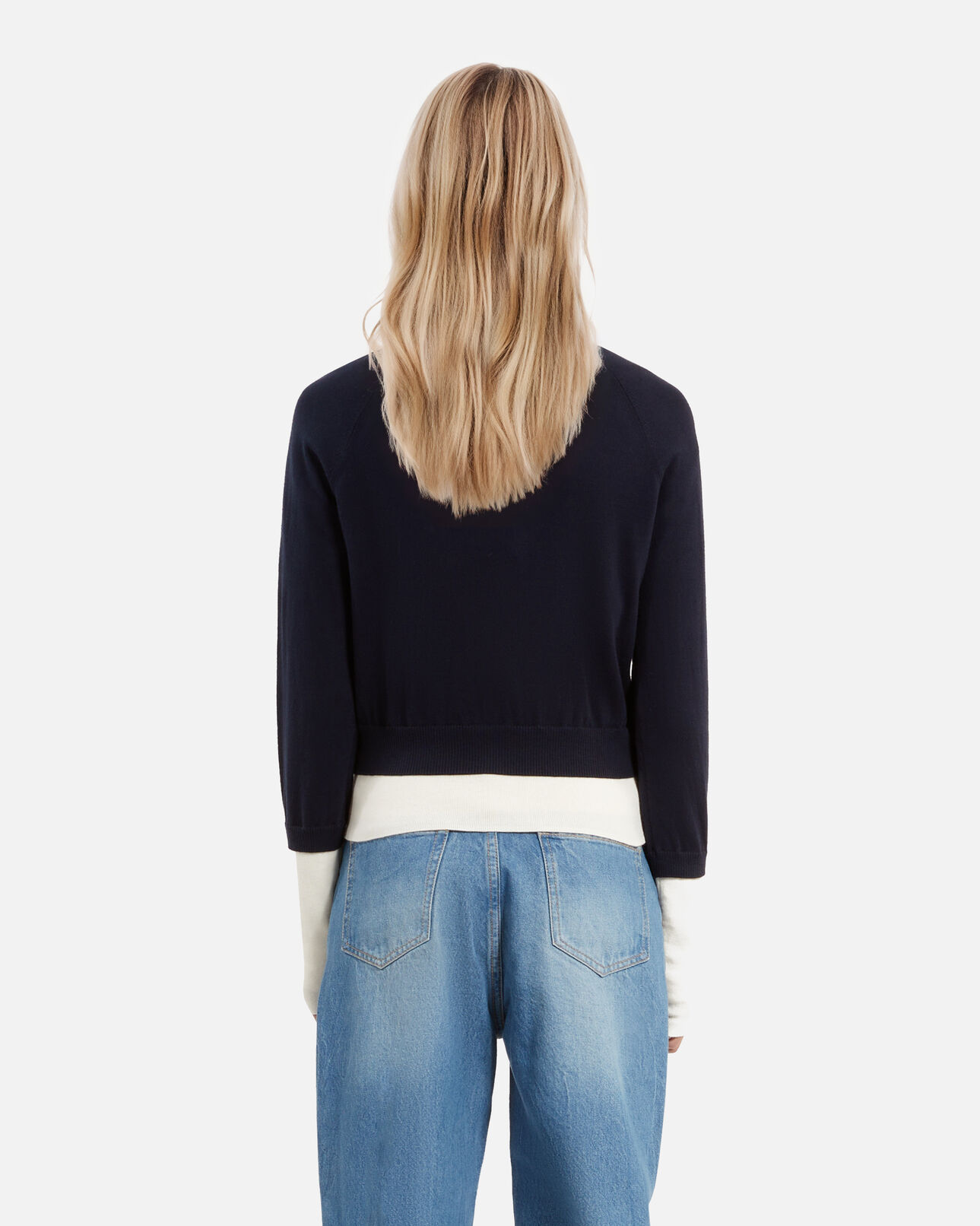 The Kooples FEMME DARK NAVY-ECRU cardigan bleu marine et ecru