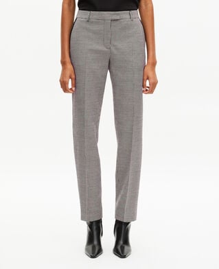 The Kooples DAMEN BLACK GREY eng anliegende schneiderhose mit hahnentrittmuster in schwarz und weiß