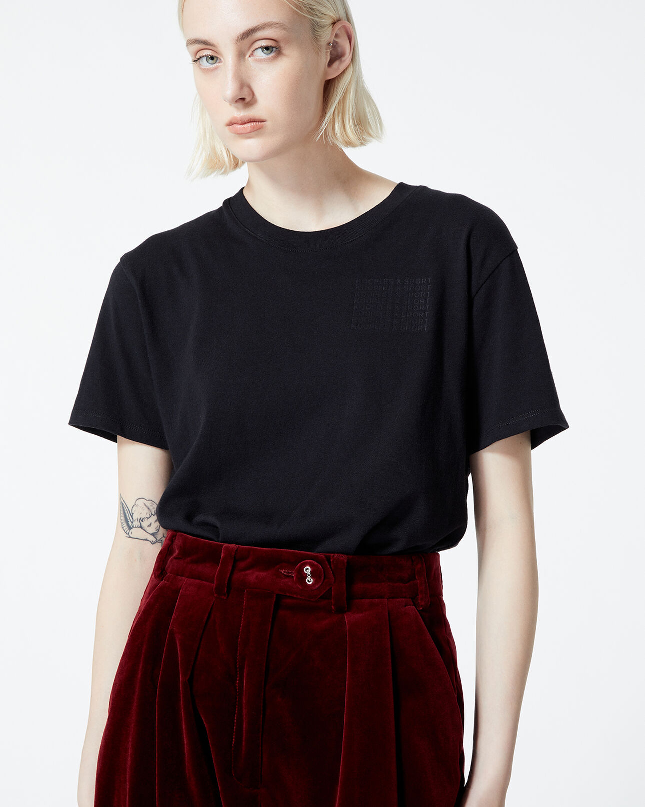 The Kooples WOMEN BURGUNDY burgundy carrot pants in velvet