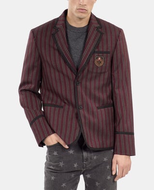 The Kooples H BLACK - RED striped wool-blend jacket
