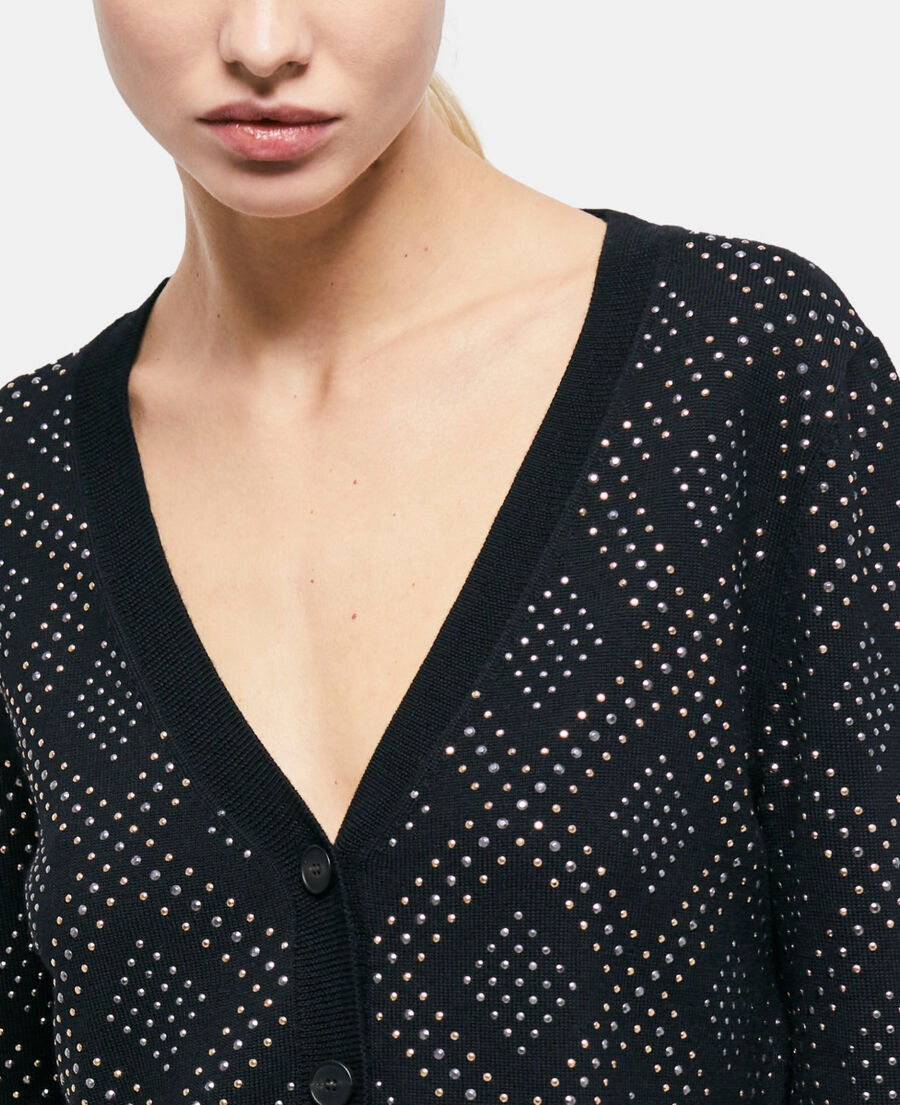cardigan à strass noir