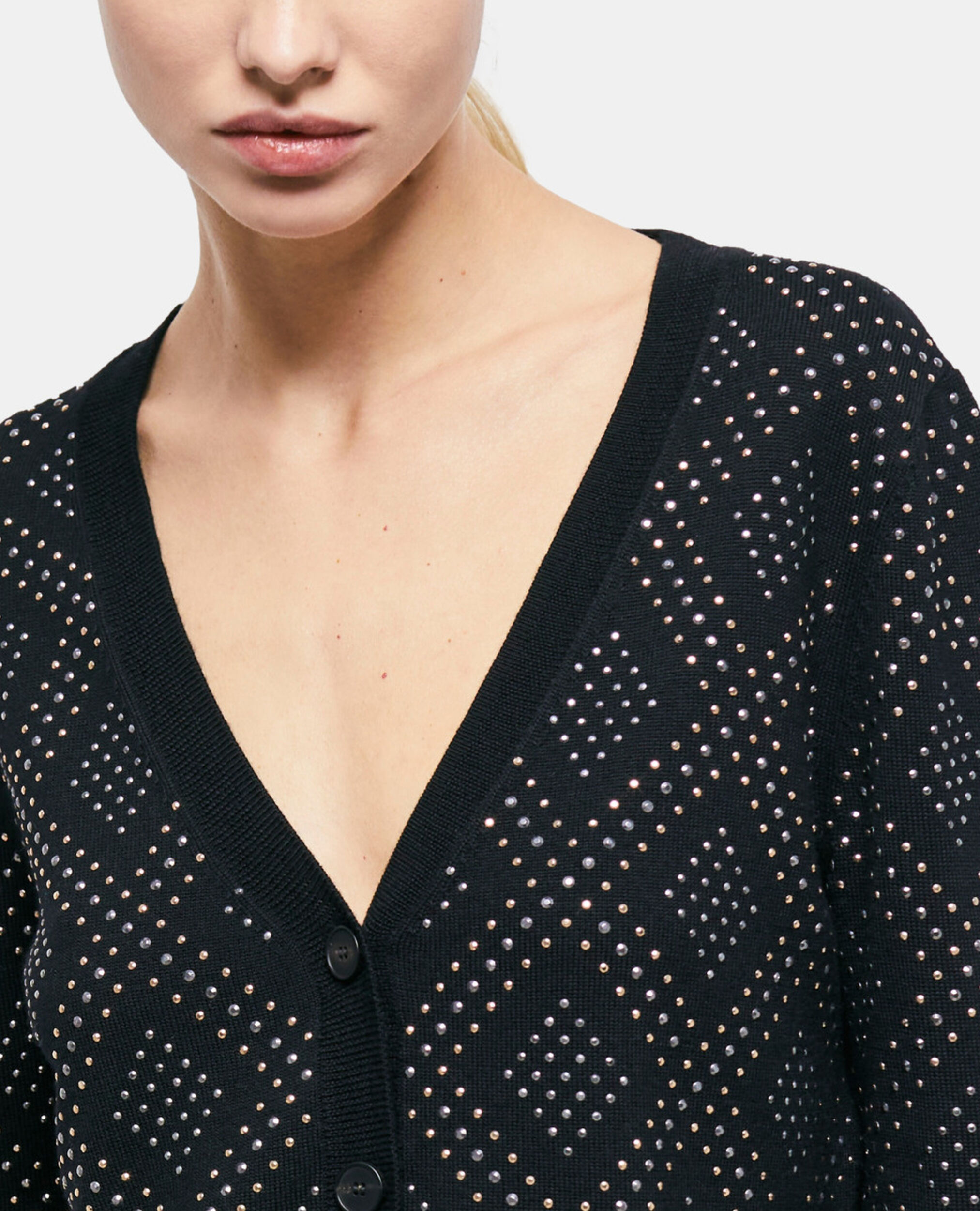 Cardigan à strass noir, BLACK, hi-res image number null