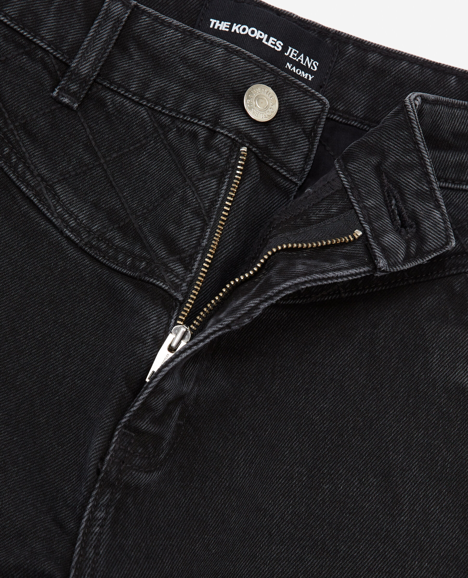 Naomy wide leg black jeans with padded detail The Kooples