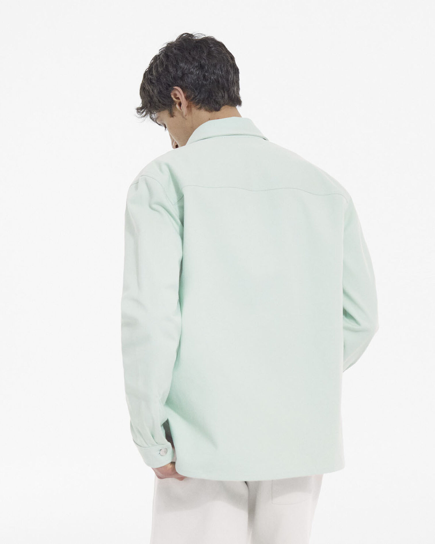 Chemise coton vert clair poches plaquées, GREEN WATER, hi-res image number null