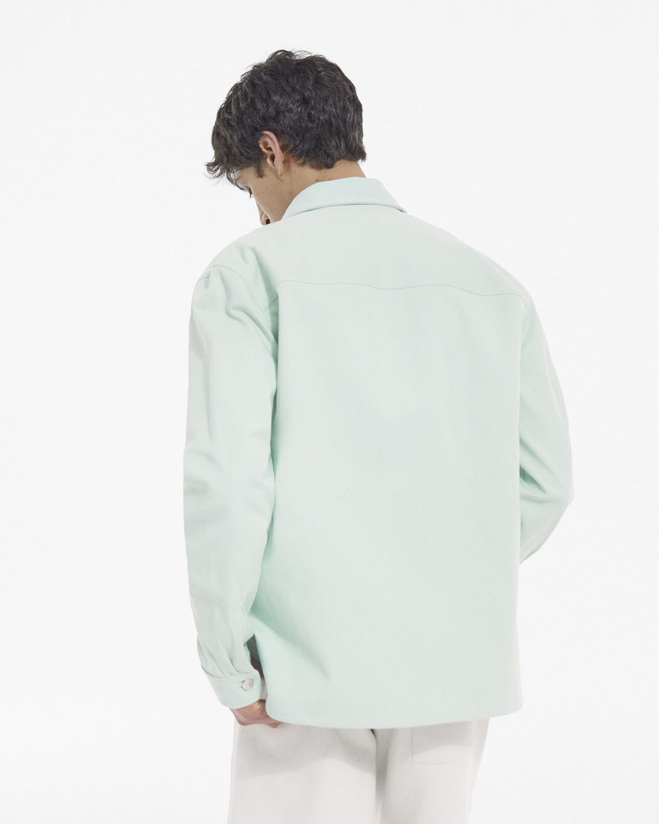 The Kooples HOMME GREEN WATER chemise coton vert clair poches plaquées