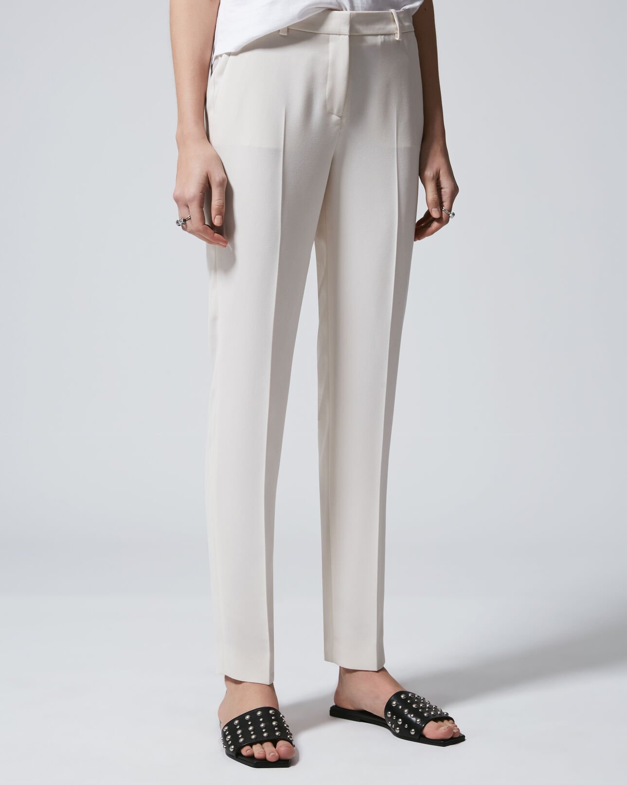 The Kooples DAMEN ECRU fließende ecrufarbene anzughose