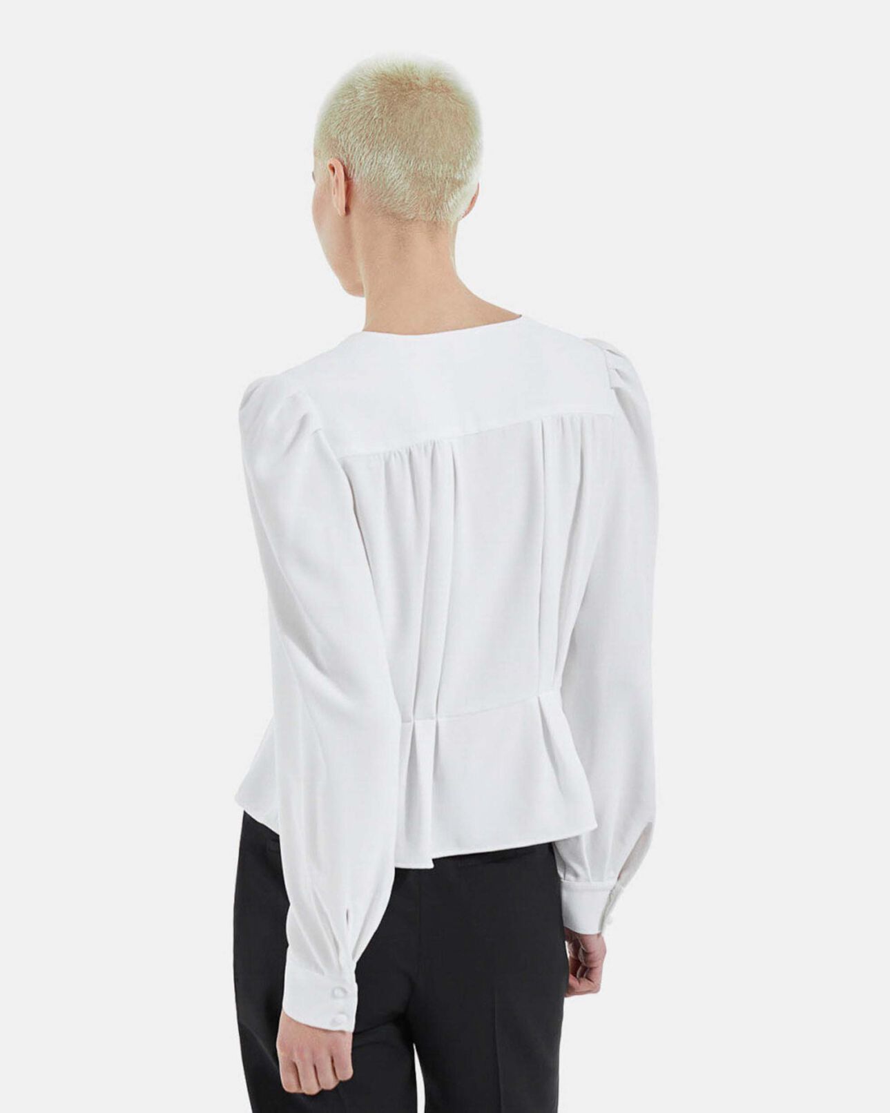 The Kooples DAMEN WHITE top krepp ecru v-ausschnitt knöpfe bezogen